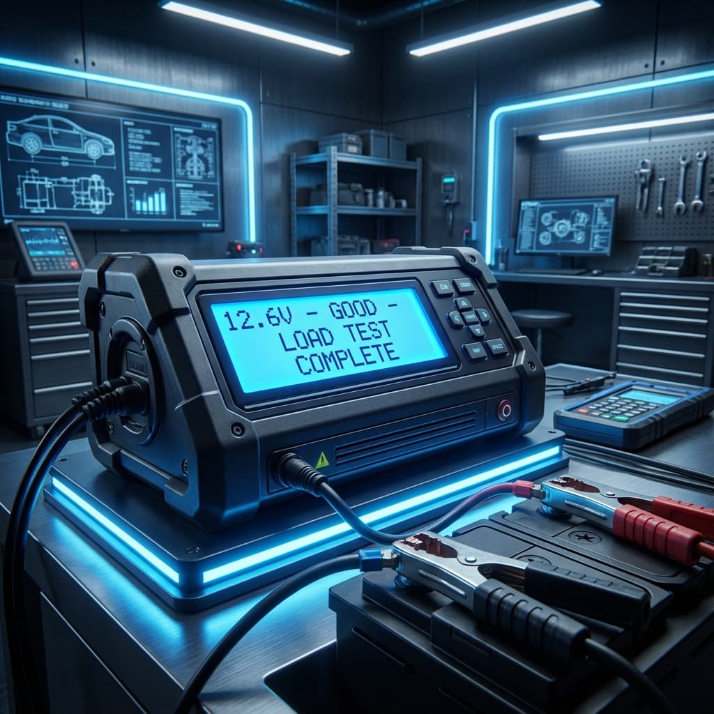 Professional battery load testing equipment in use